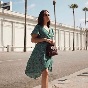 green polka dots dress